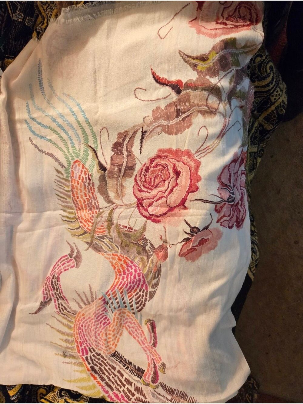 Fraas Over-sized Asian-inspired Imprinted Dragon Wrap Scarf - Picture 2 of 11